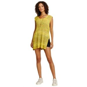 Free People “Always Sunny Days” Yellow Cotton knit sleeveless tunic sweater ☀️